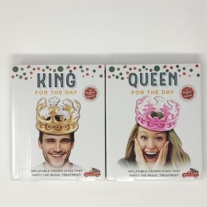 New King and Queen Inflatable Crowns Wedding Party Hats Stocking Stuffer Gifts
